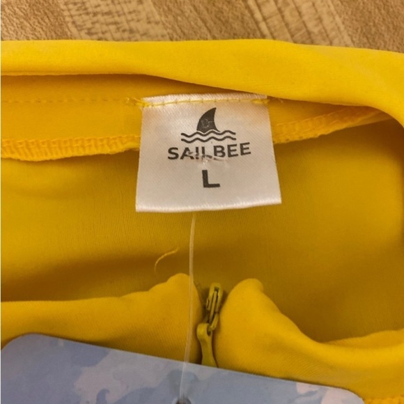 Sailbee Swim Coverup Dress UPF Sun Protection Yellow Long Sleeve NWT size L. - Picture 8 of 9